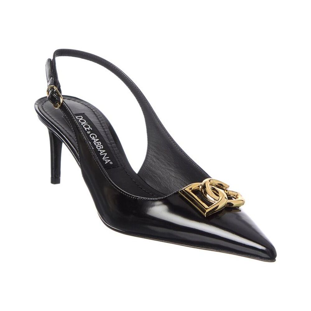 Dolce & Gabbana Dg Logo Patent Slingback Pump, Black